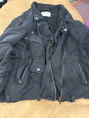 We The Free Black Denim Jacket with Silver Hardware